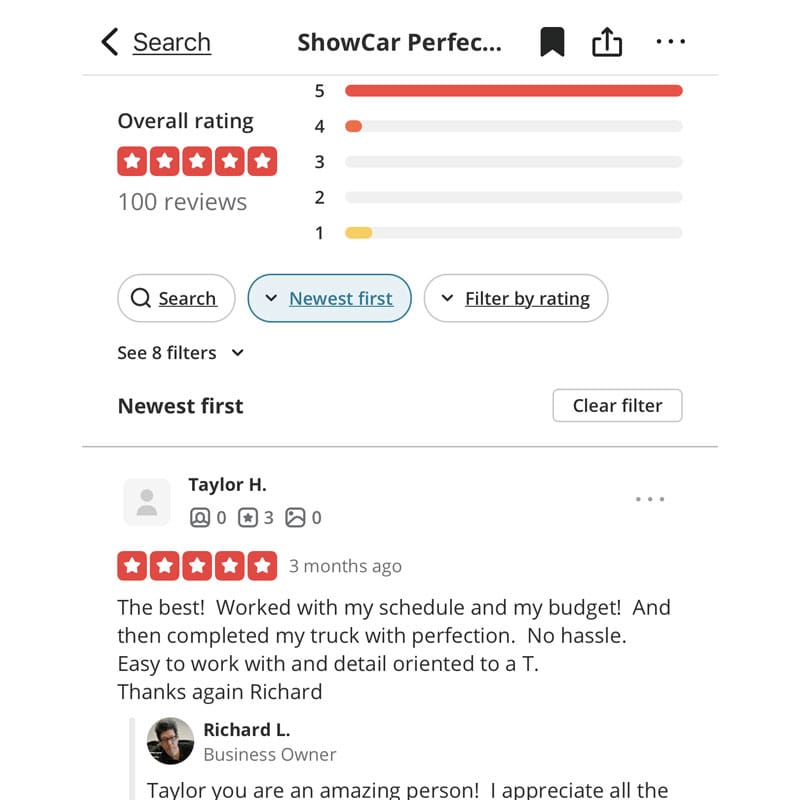 yelp screencap five star reviews