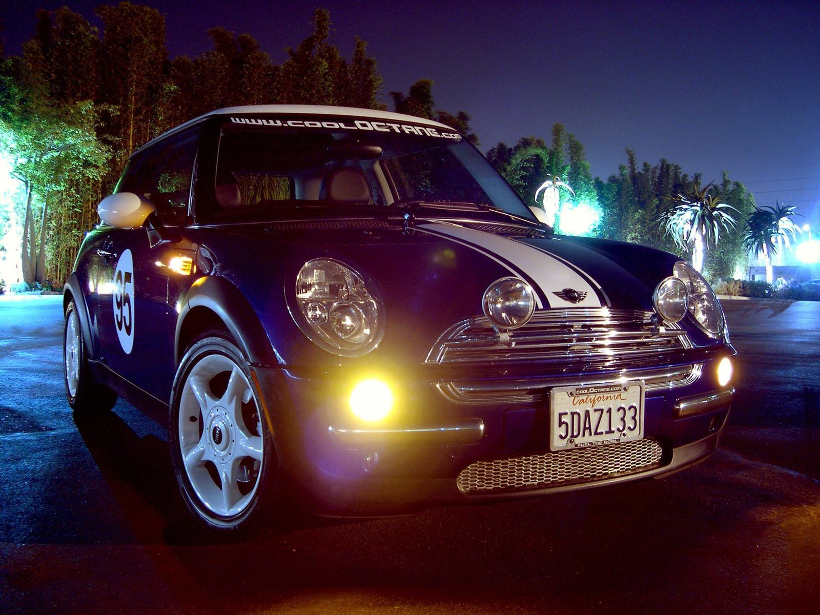 Low and lit. The MINI #95 in its element — the car that became the subject of a 30-minute detailing DVD.