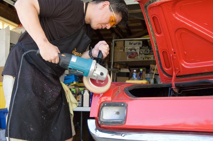 Early days — polishing at a MINI club event, 2004