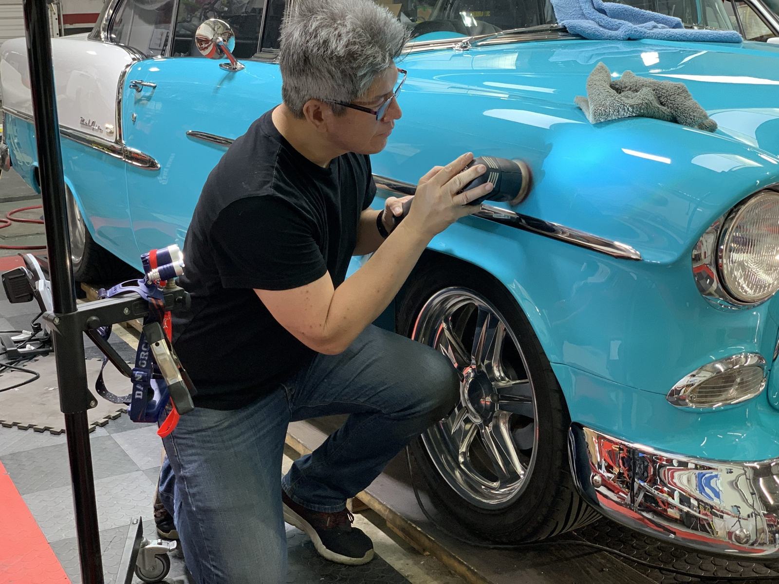 Polishing a hood — the repetitive precision that defines the craft