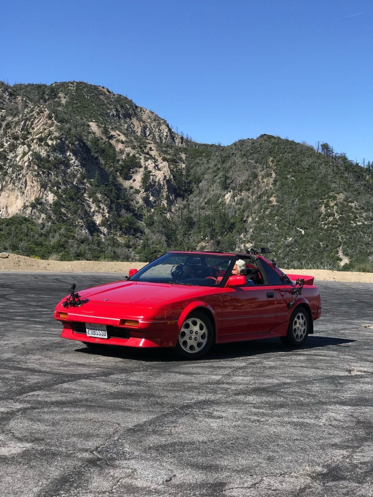 The MR2 photographed from above — eagle emblem and original roof